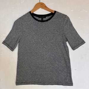 Banana Republic Navy and White Striped Linen Blend Tshirt
